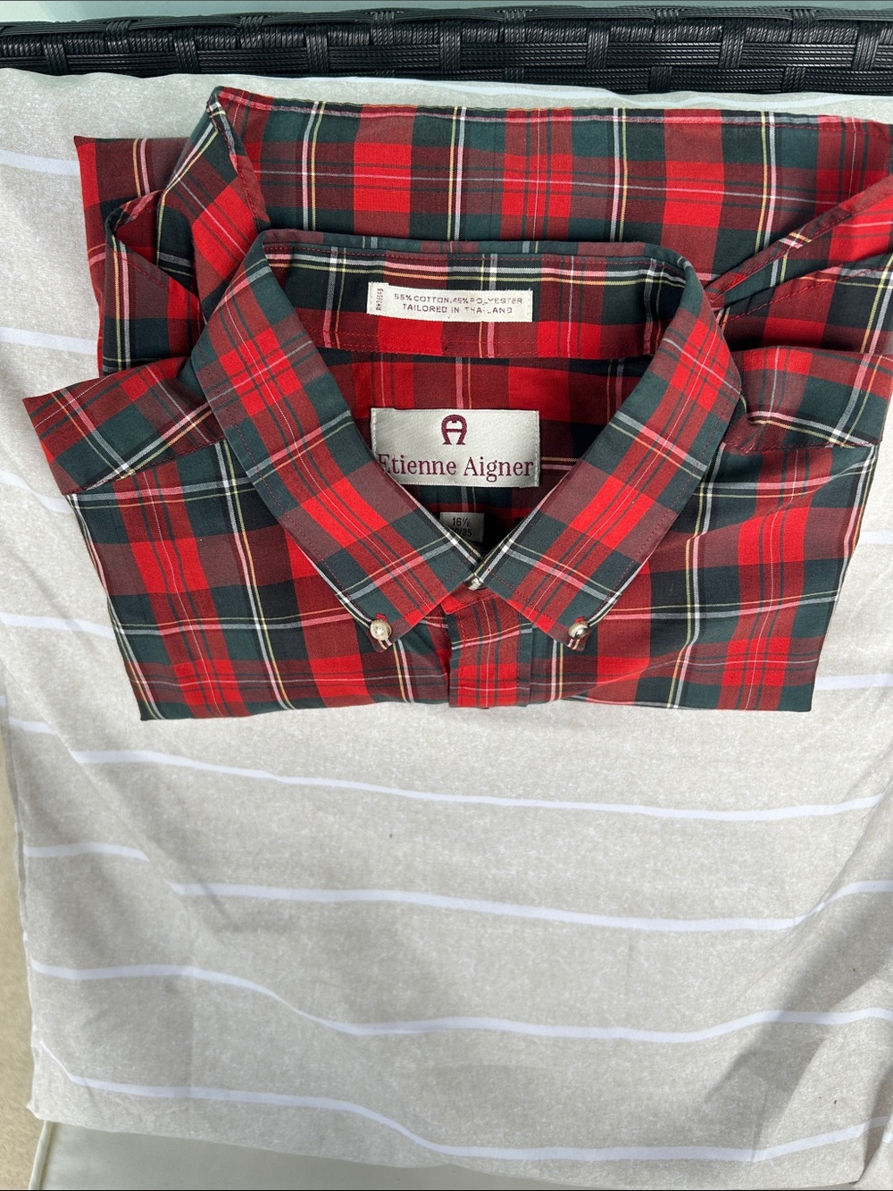 Etienne Aigner Red & Green Plaid Button-Down Shirt